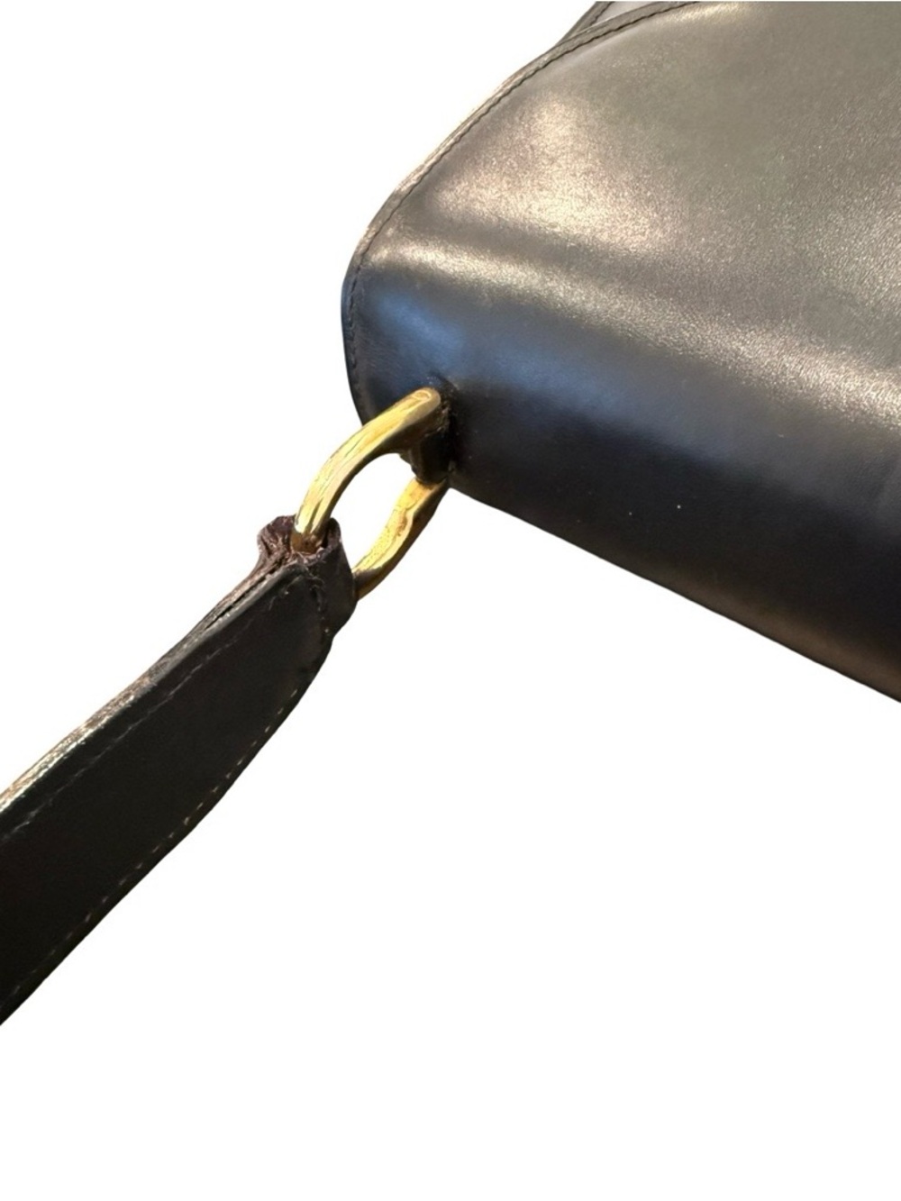 Vintage Gucci Black Leather Shoulder Bag Gold G Clasp Made in Italy Classic - Picture 16 of 17
